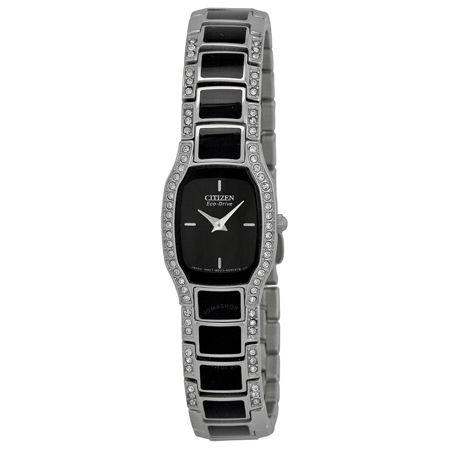 Citizen Normandie Eco-Drive Black Dial Crystal Ladies Watch EW9780-57E - Dawson Watches