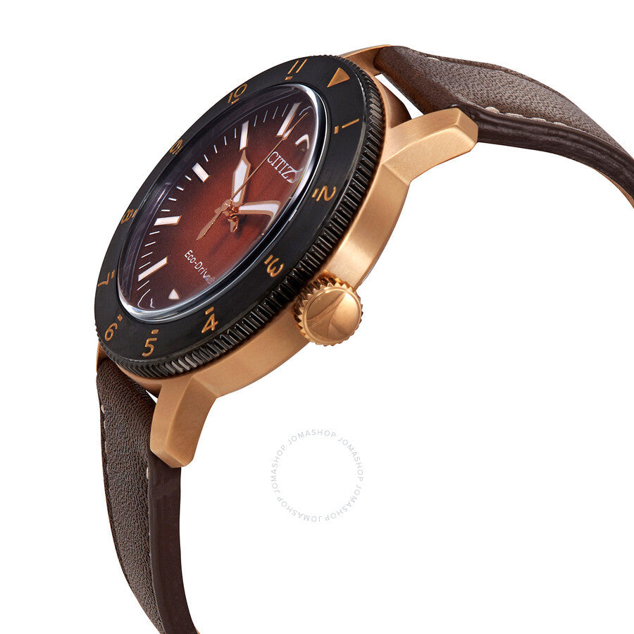 Citizen Orange Dial Brown Leather Men's Watch AW0079-13X - Dawson Watches #2