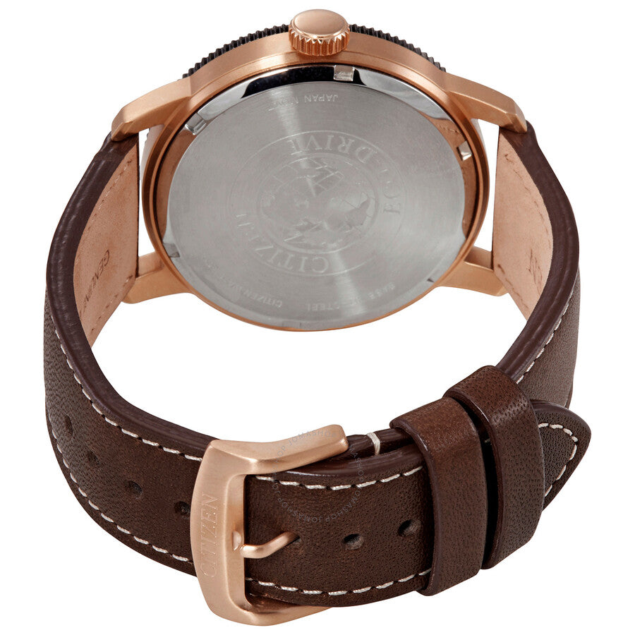 Citizen Orange Dial Brown Leather Men's Watch AW0079-13X - Dawson Watches #3