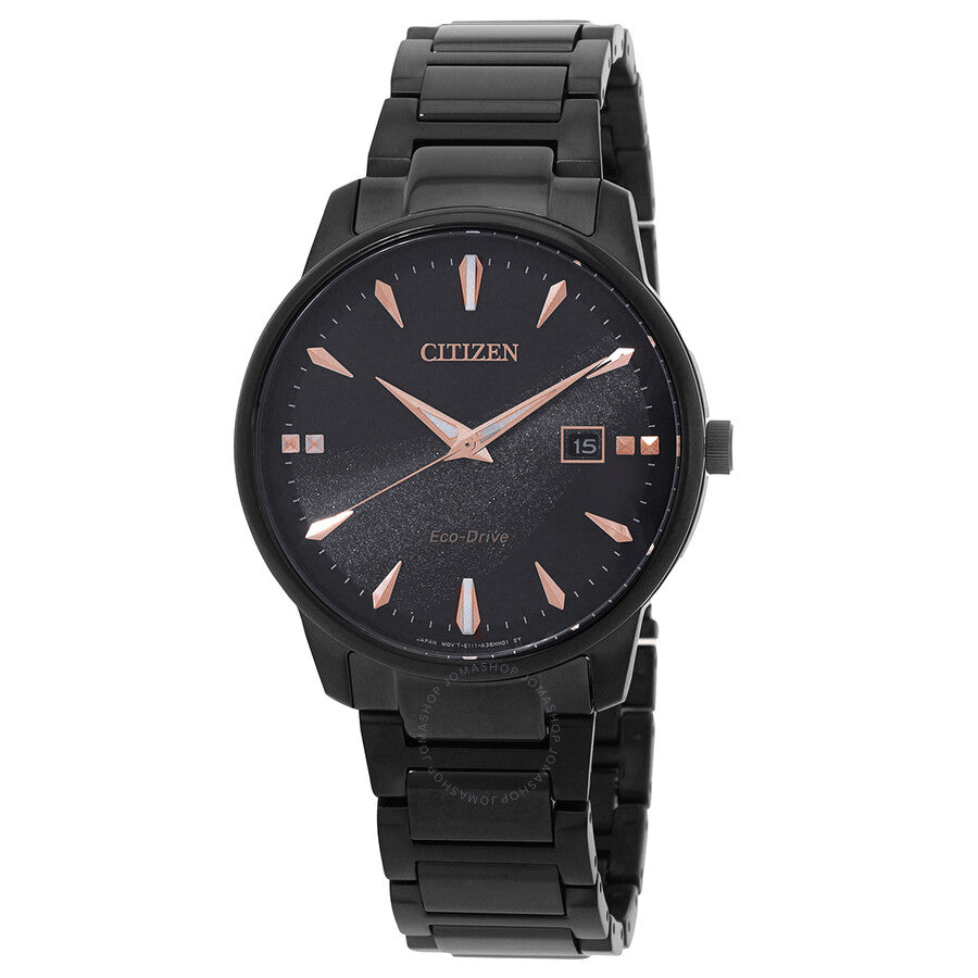Citizen Pair Eco-Drive Black Dial Men's Watch BM7595-89E - Dawson Watches