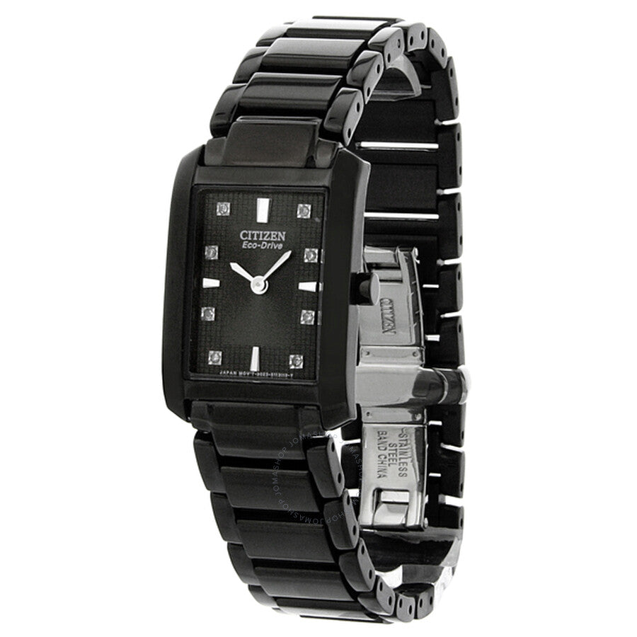 Citizen Palidoro Diamond Black Dial Black IP Stainless Steel Ladies Watch EX1077-51E - Dawson Watches