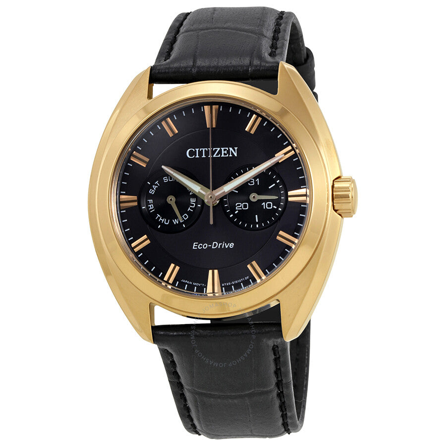 Citizen Paradex Eco-Drive Black Dial Black Leather Men's Watch BU4013-07H - Dawson Watches