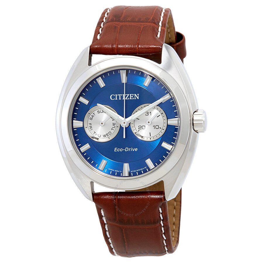 Citizen Paradex Eco-Drive Blue Dial Brown Leather Men's Watch BU4010-05L - Dawson Watches