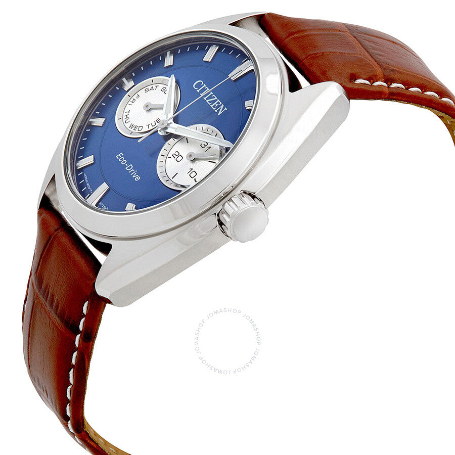 Citizen Paradex Eco-Drive Blue Dial Brown Leather Men's Watch BU4010-05L - Dawson Watches #2