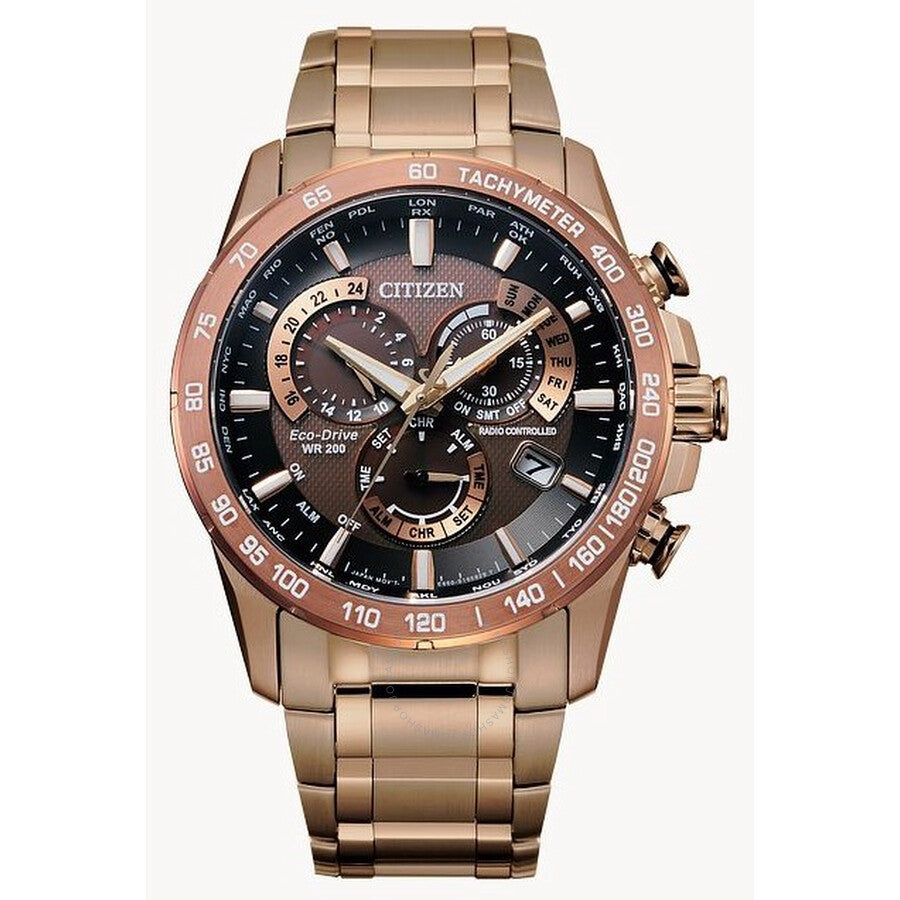 Citizen PCAT Perpetual Alarm World Time Chronograph Brown Dial Men's Watch CB5896-54X - Dawson Watches