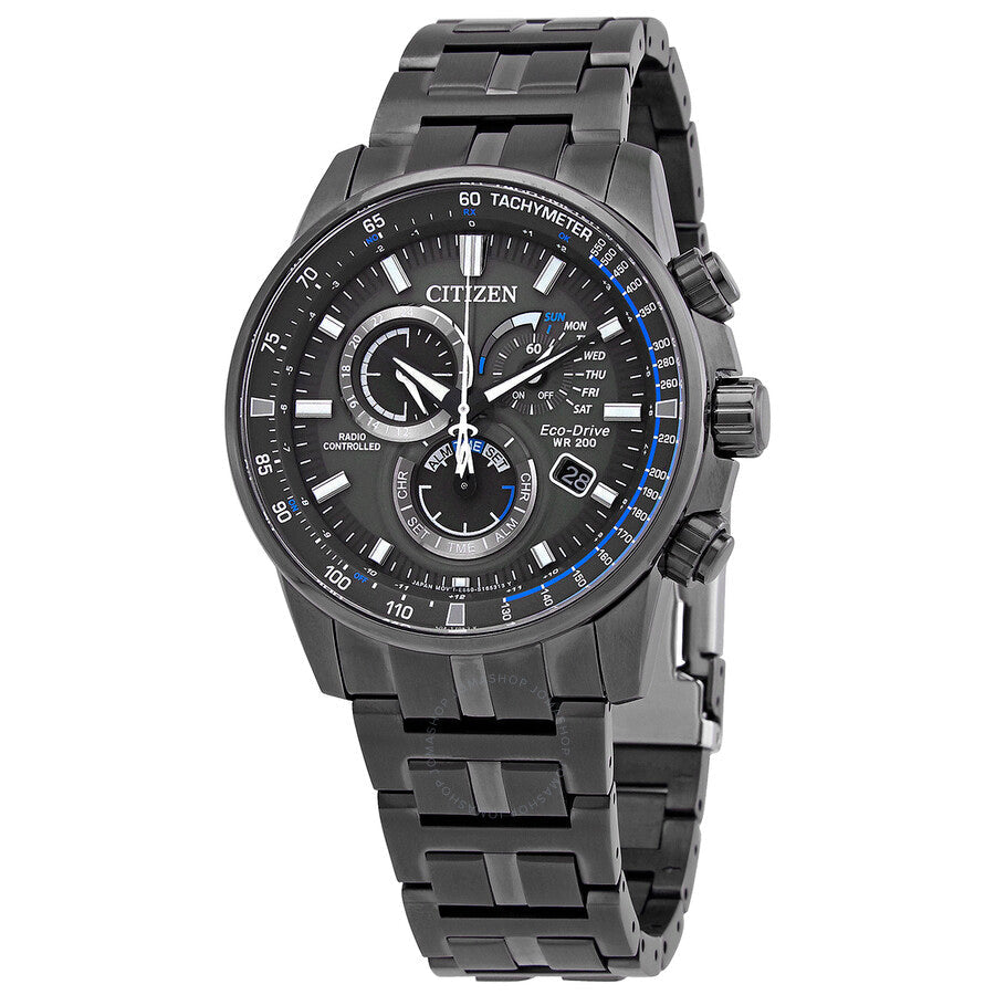 Citizen PCAT Radio Controlled Chronograph Black Dial Men's Watch CB5887-55H - Dawson Watches
