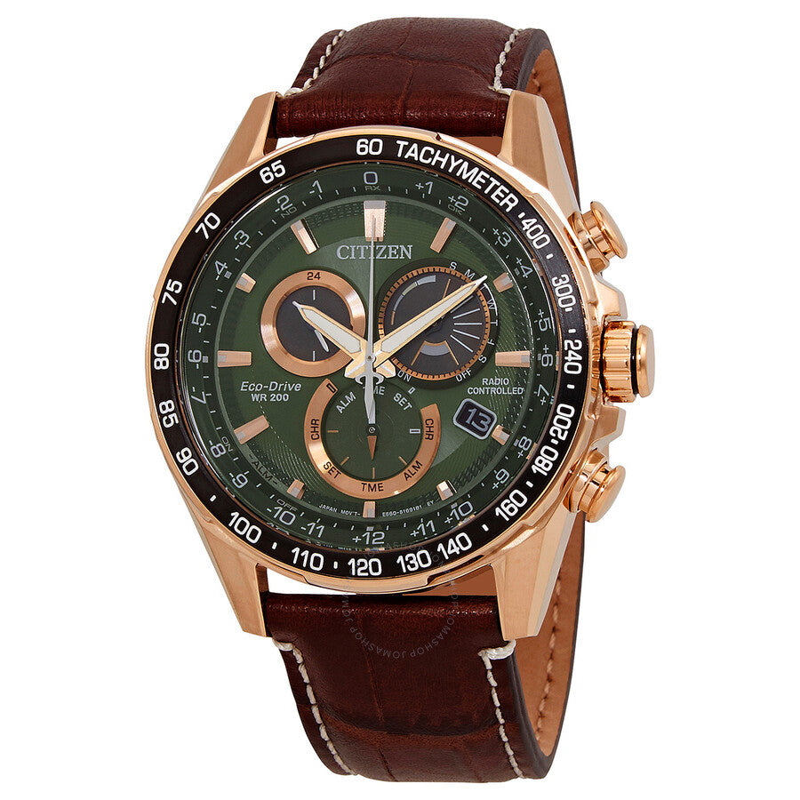 Citizen PCAT World Time Chronograph Green Dial Men's Watch CB5919-00X - Dawson Watches