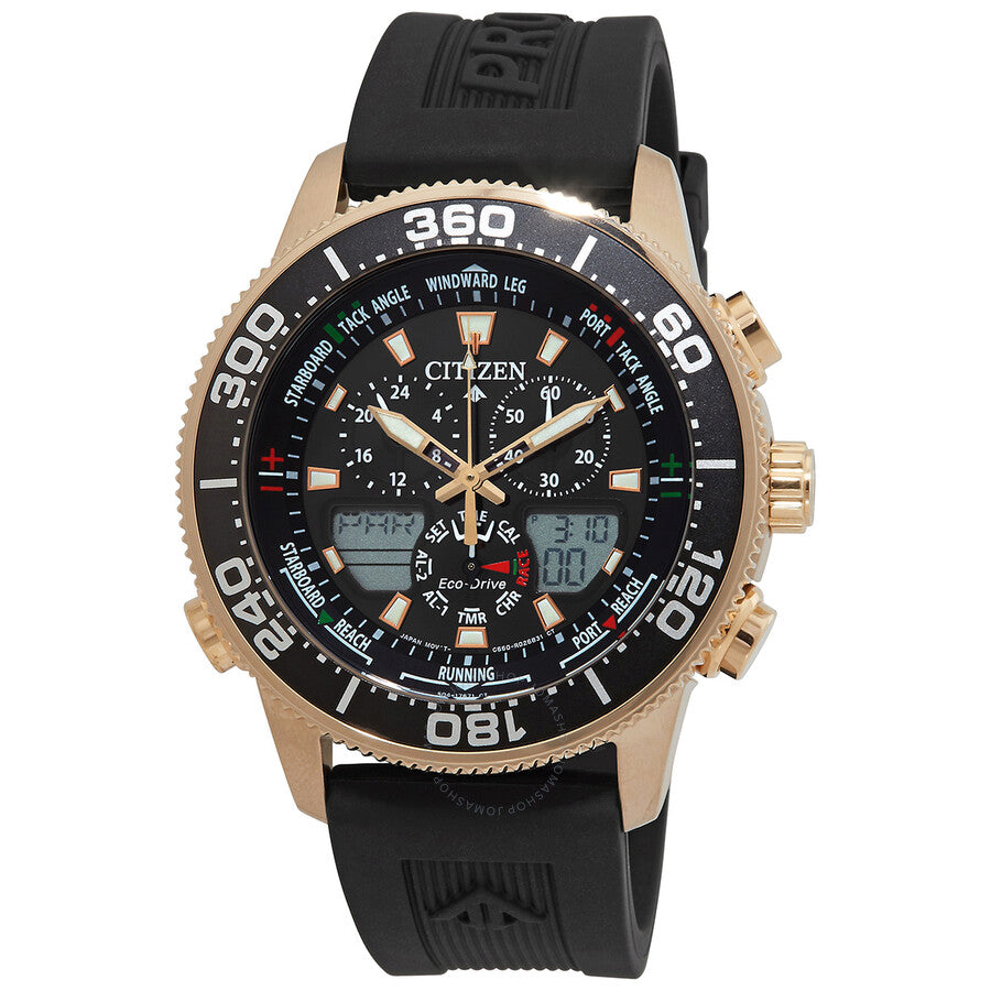 Citizen Perpetual Alarm World Time Chronograph Analog-Digital Black Dial Men's Watch JR4063-12E - Dawson Watches