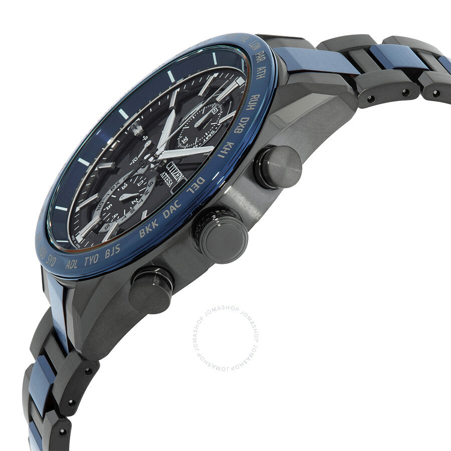 Citizen Perpetual Alarm World Time Chronograph GMT Black Dial Watch AT8187-75E - Dawson Watches #2
