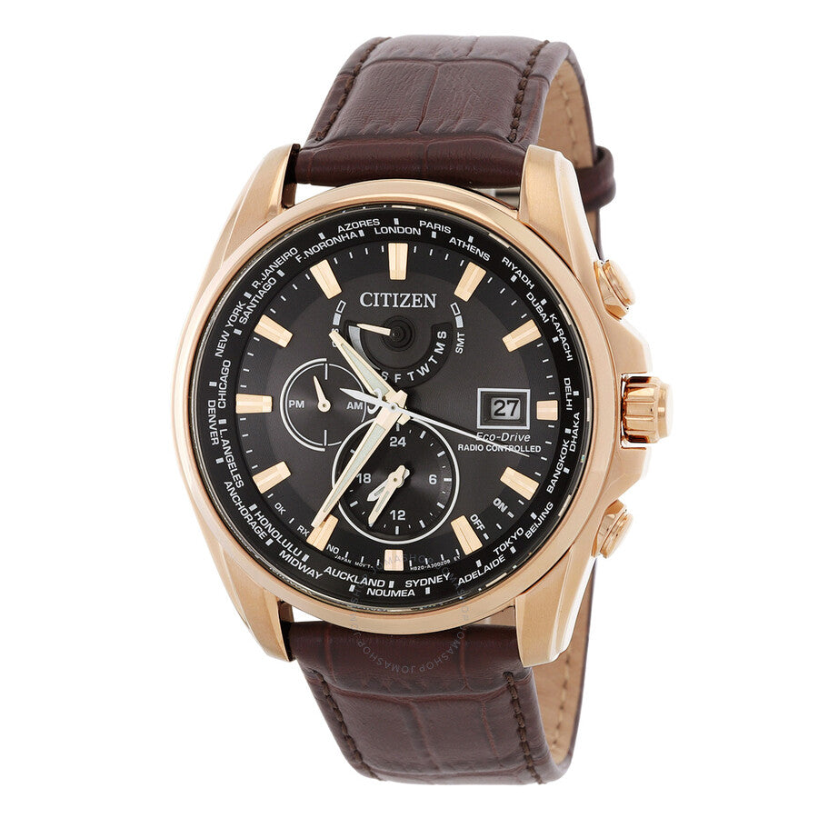 Citizen Perpetual Alarm World Time Eco-Drive GMT Black Dial Men's Watch AT9123-13E - Dawson Watches