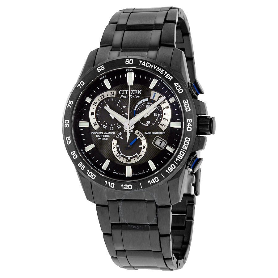 Citizen Perpetual Chrono A-T Black Dial Men's Watch AT4007-54E - Dawson Watches