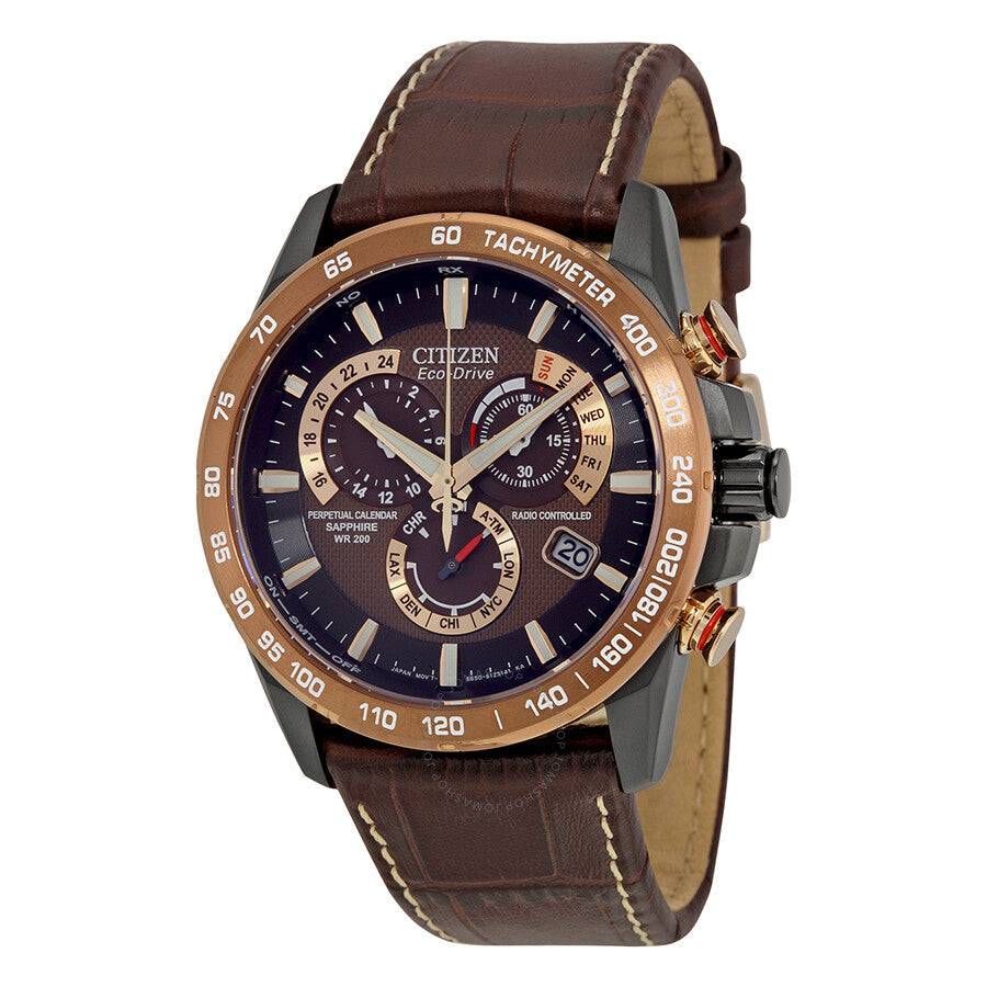 Citizen Perpetual Chrono A-T Dark Brown Dial Men's Watch AT4006-06X - Dawson Watches
