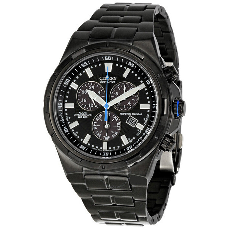Citizen Perpetual Eco Drive Black Stainless Steel Chronograph Men's Watch BL5435-58E - Dawson Watches