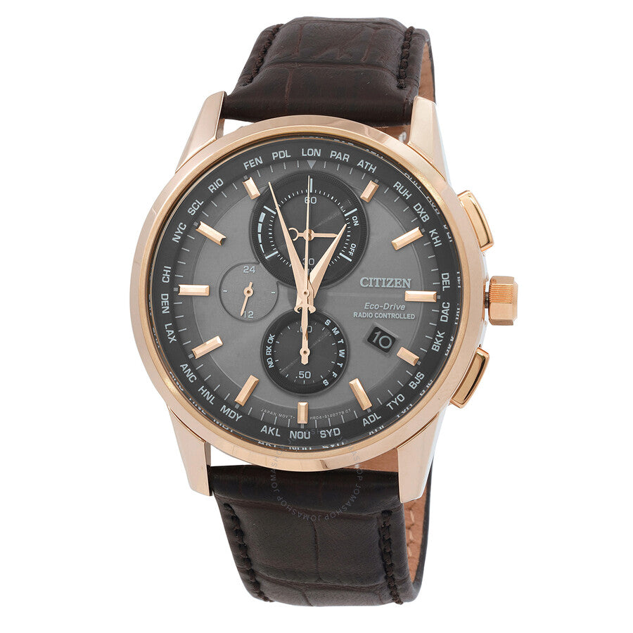 Citizen Perpetual World Time Chronograph Grey Dial Men's Watch AT8113-12H - Dawson Watches