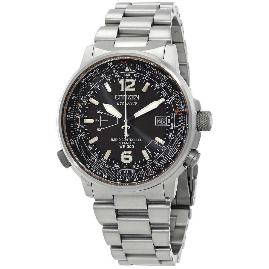 Citizen Perpetual World Time GMT Eco-Drive Black Dial Men's Watch CB0230-81E - Dawson Watches