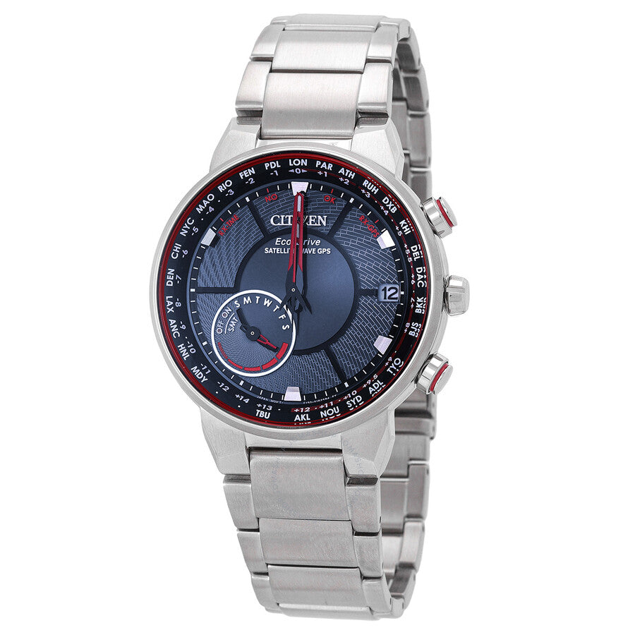 Citizen Perpetual World Time Satellite Wave Eco-Drive Black Dial Men's Watch CC3031-51E - Dawson Watches