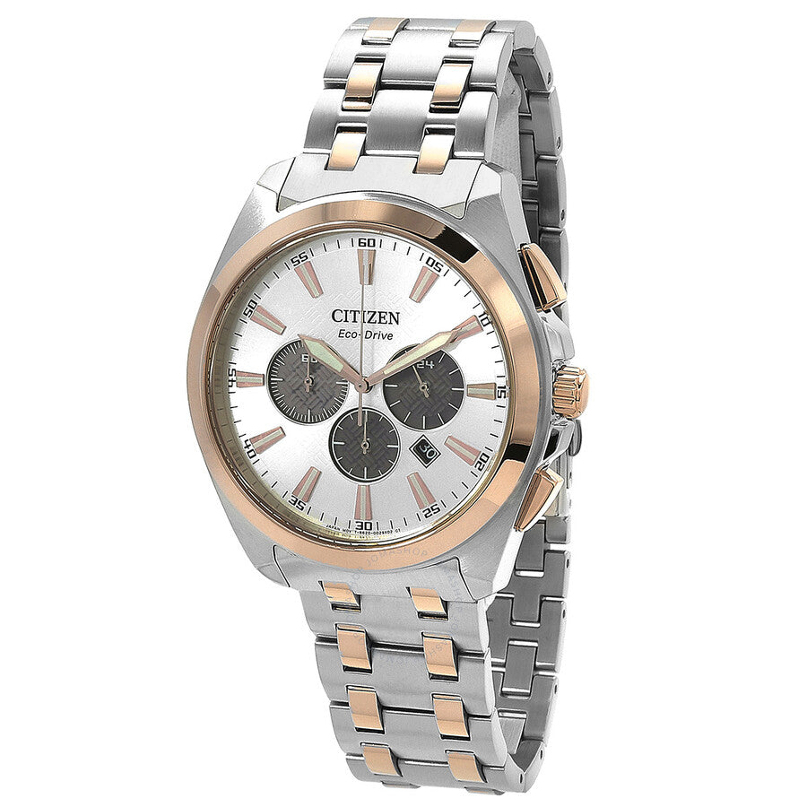 Citizen Peyten Chronograph Eco-Drive Silver Dial Two-Tone Men's Watch CA4516-59A - Dawson Watches