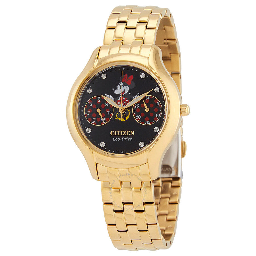 Citizen Positively Minnie Chronograph Crystal Black Dial Ladies Watch FD4018-55W - Dawson Watches