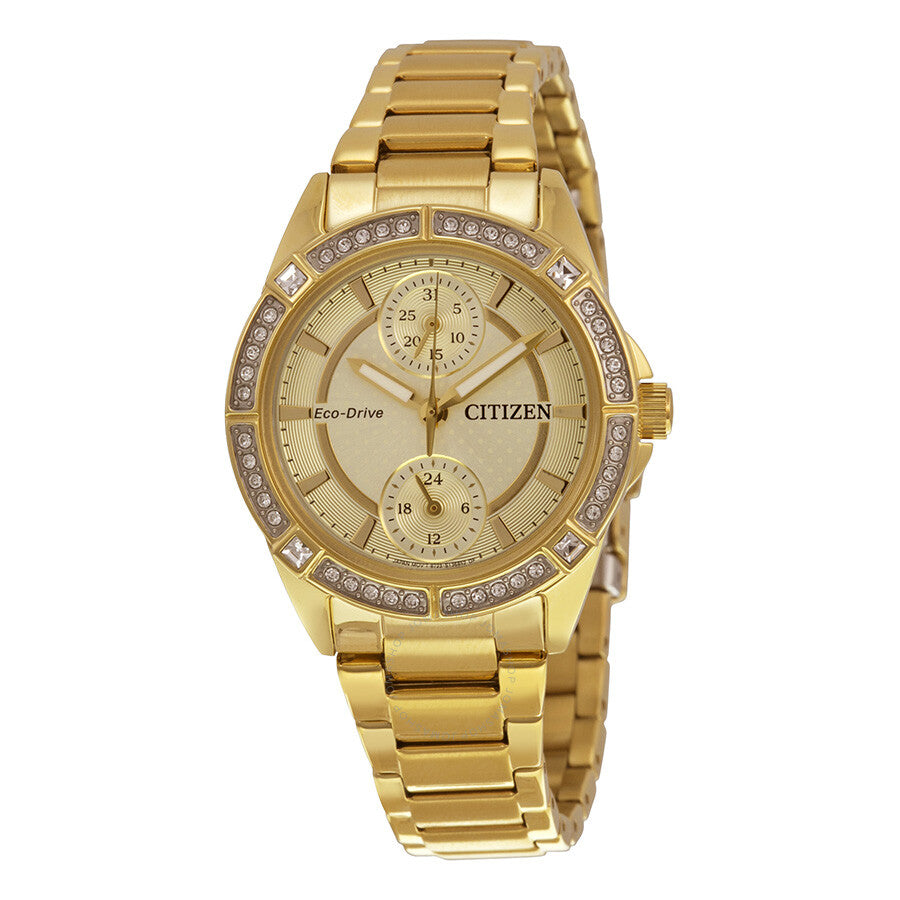 Citizen POV Eco-Drive Champagne Dial Gold-tone Ladies Watch FD3002-51P - Dawson Watches