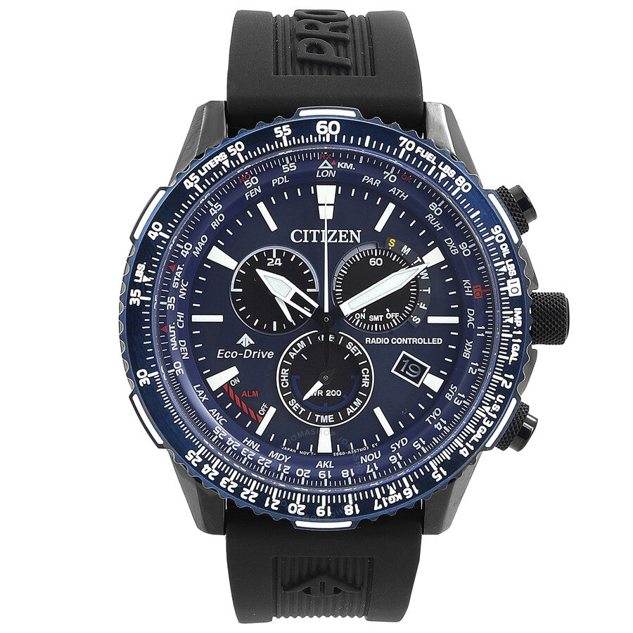 Citizen Promaster Air A-T Perpetual Alarm World Time Chronograph GMT Blue Dial Men's Watch CB5006-02L - Dawson Watches