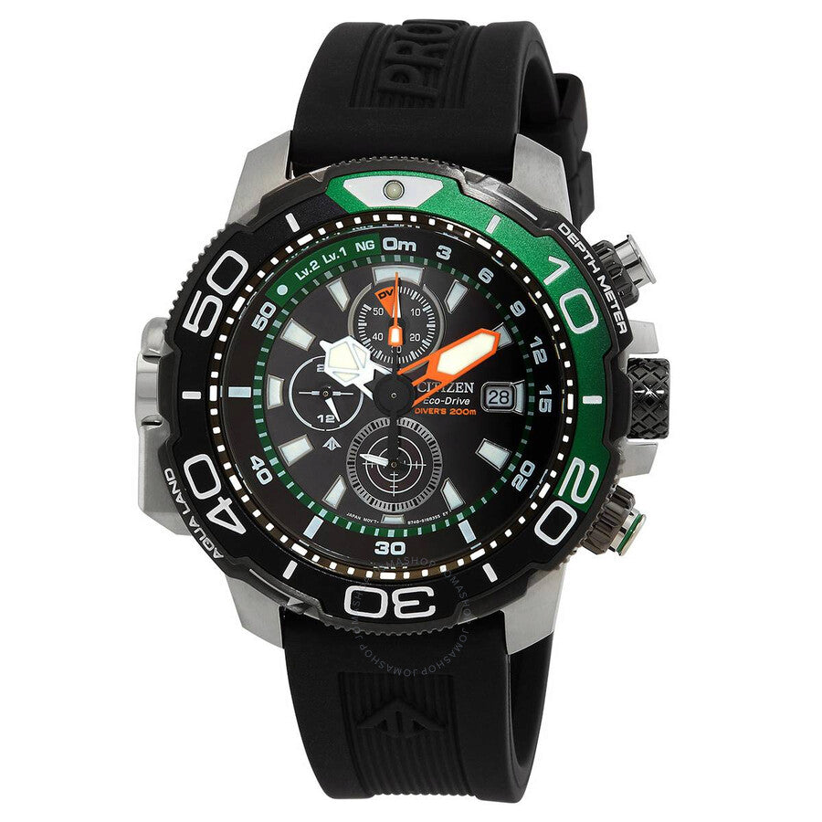 Citizen Promaster Aqualand Chronograph Black Dial Sprite Bezel Men's Watch BJ2168-01E - Dawson Watches