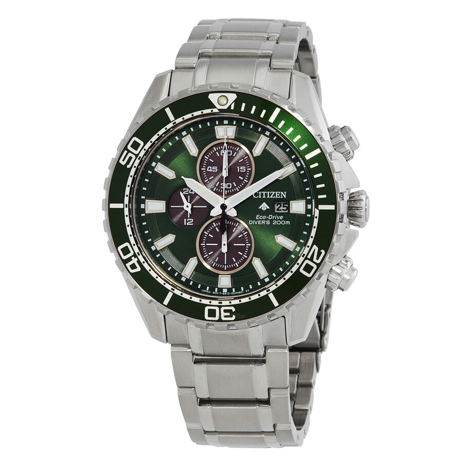 Citizen Promaster Dive Chronograph Eco-Drive Green Dial Men's Watch CA0820-50X - Dawson Watches