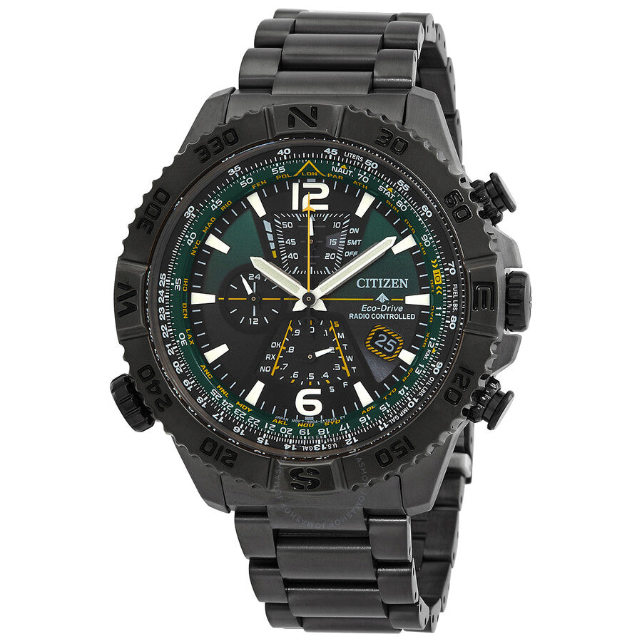 Citizen Promaster Navihawk A-T Perpetual World Time Chronograph GMT Green Dial Men's Watch AT8227-56X - Dawson Watches