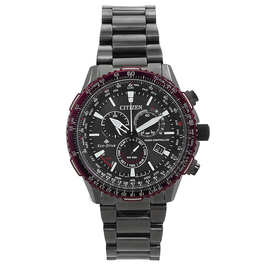 Citizen Promaster Perpetual Alarm World Time Chronograph GMT Black Dial Men's Watch CB5009-55E - Dawson Watches