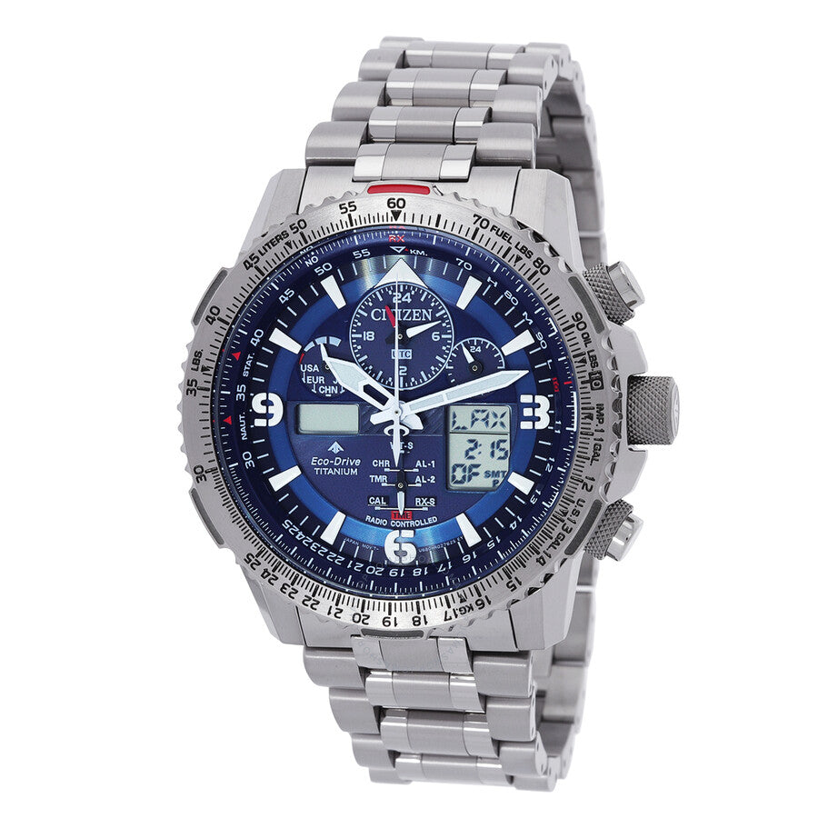 Citizen Promaster Sky Perpetual Alarm World Time Chronograph Analog-Digital Blue Dial Men's Watch JY8100-80L - Dawson Watches