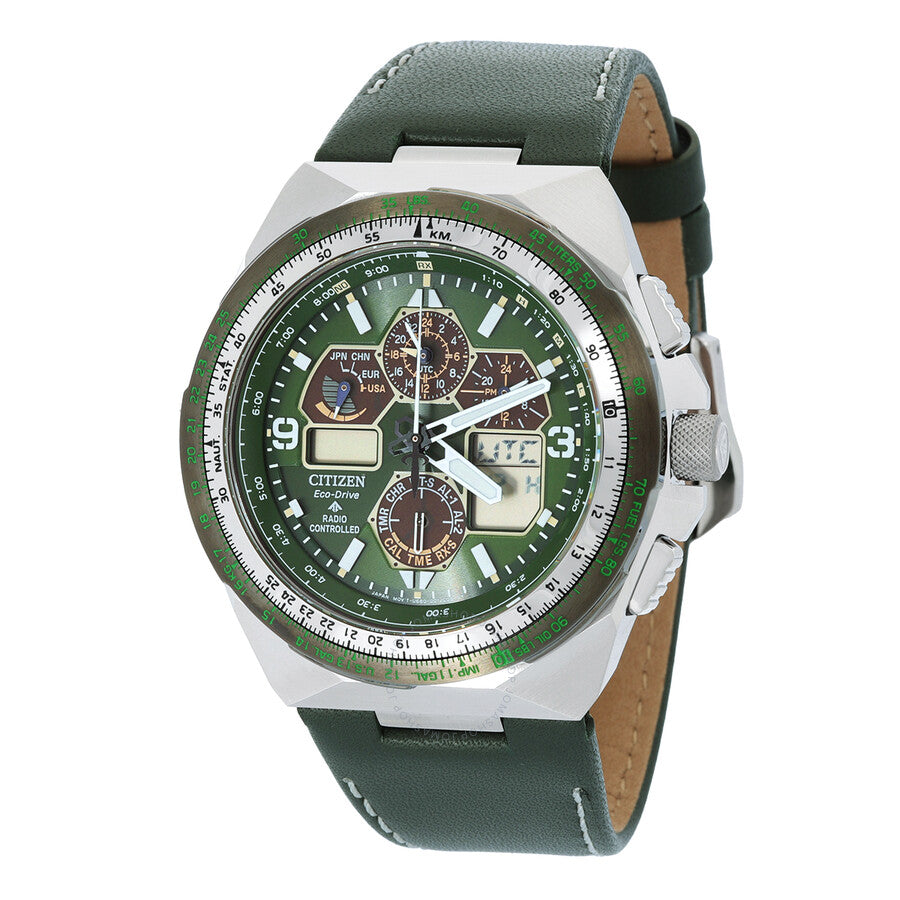 Citizen Promaster Skyhawk A-T Chronograph Green Dial Men's Watch JY8147-01X - Dawson Watches