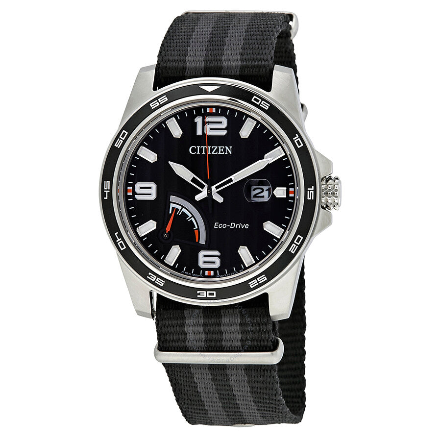 Citizen PRT Black Dial Striped Nylon Men's Watch AW7030-06E - Dawson Watches