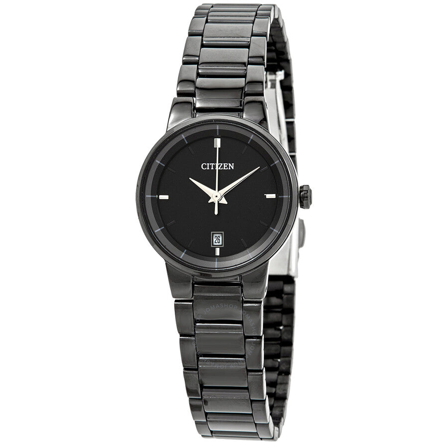 Citizen Quartz Black Dial Black Ion-plated Ladies Watch EU6017-54E - Dawson Watches
