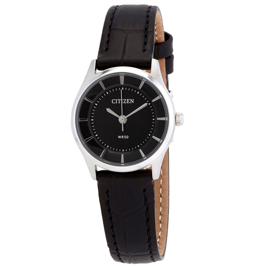 Citizen Quartz Black Dial Black Leather Ladies Watch ER0201-05E - Dawson Watches