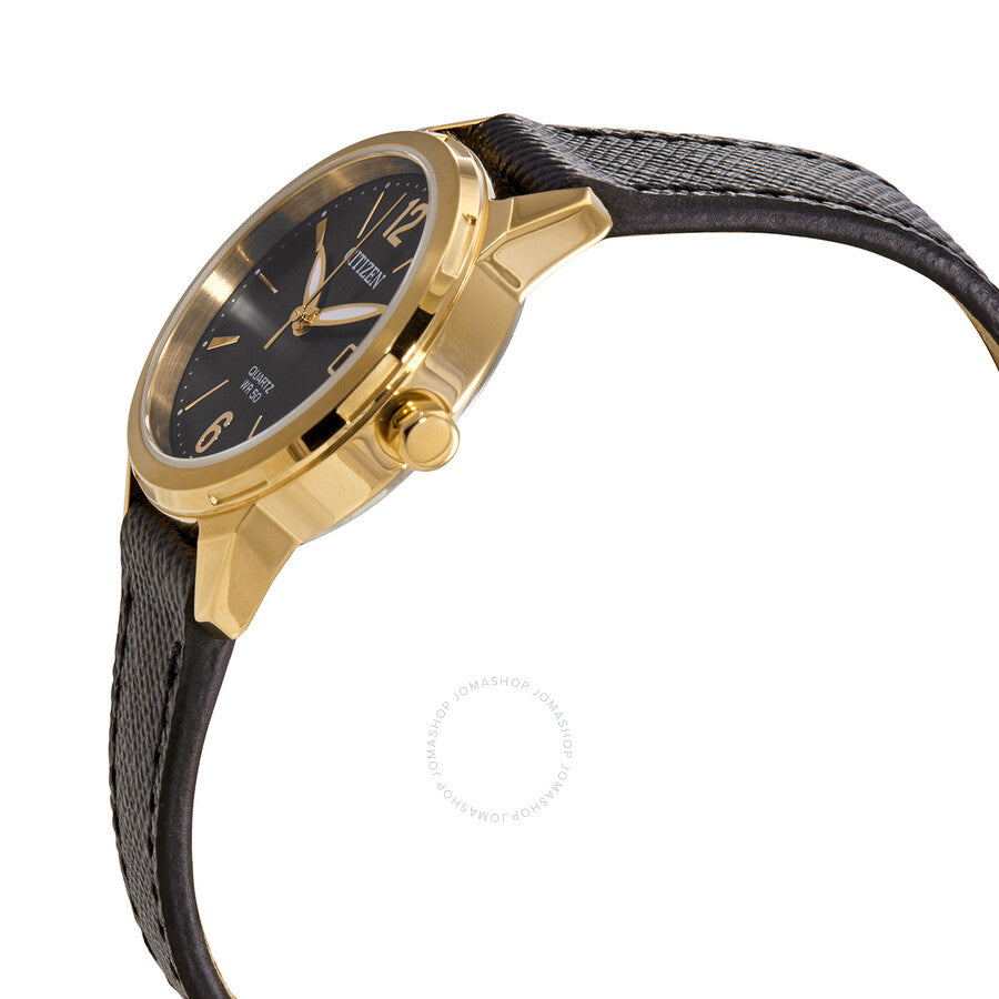 Citizen Quartz Black Dial Black Leather Ladies Watch EU6078-09E - Dawson Watches #2
