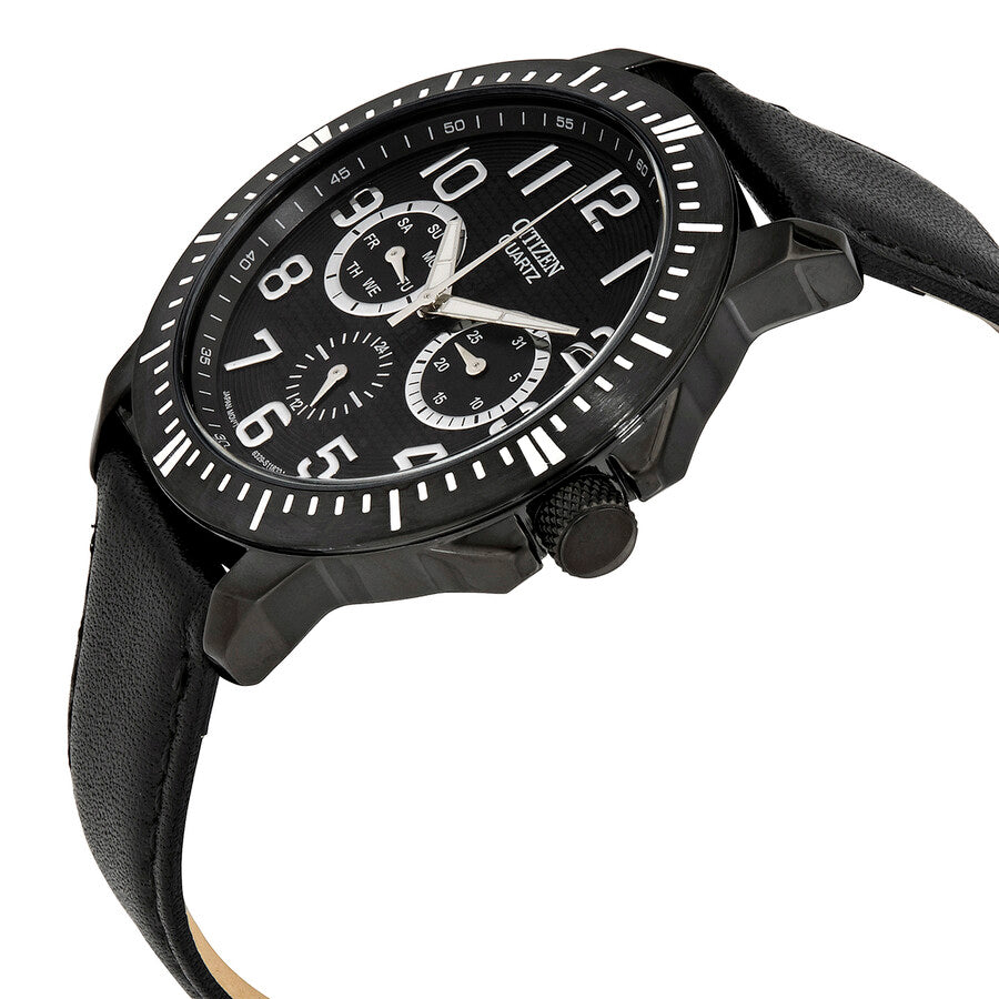 Citizen Quartz Black Dial Black Leather Men's Watch AG8315-04E - Dawson Watches #2