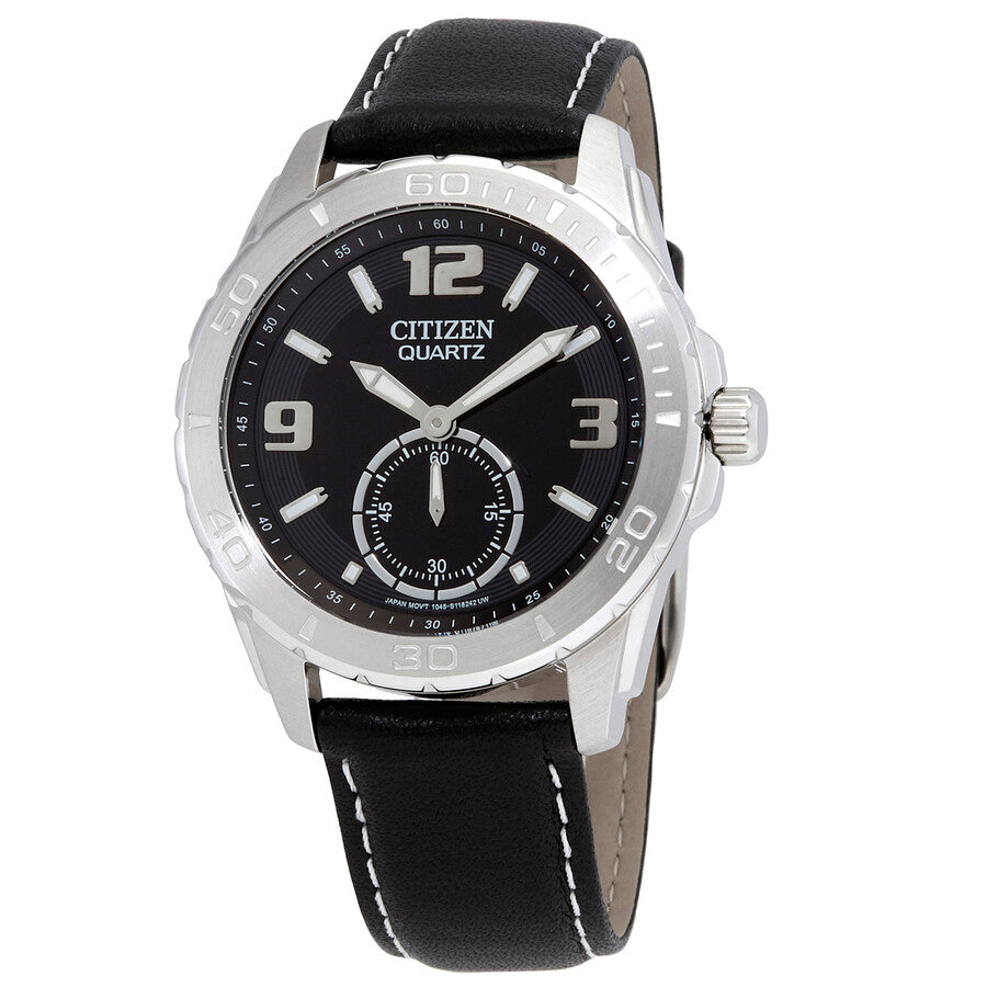 Citizen Quartz Black Dial Black Leather Men's Watch AO3010-05E - Dawson Watches