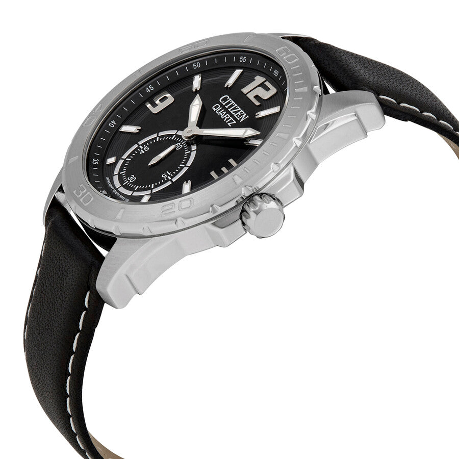 Citizen Quartz Black Dial Black Leather Men's Watch AO3010-05E - Dawson Watches #2