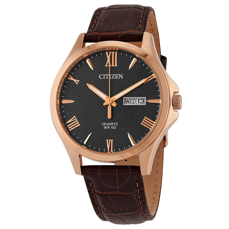 Citizen Quartz Black Dial Brown Leather Men's Watch BF2023-01H - Dawson Watches