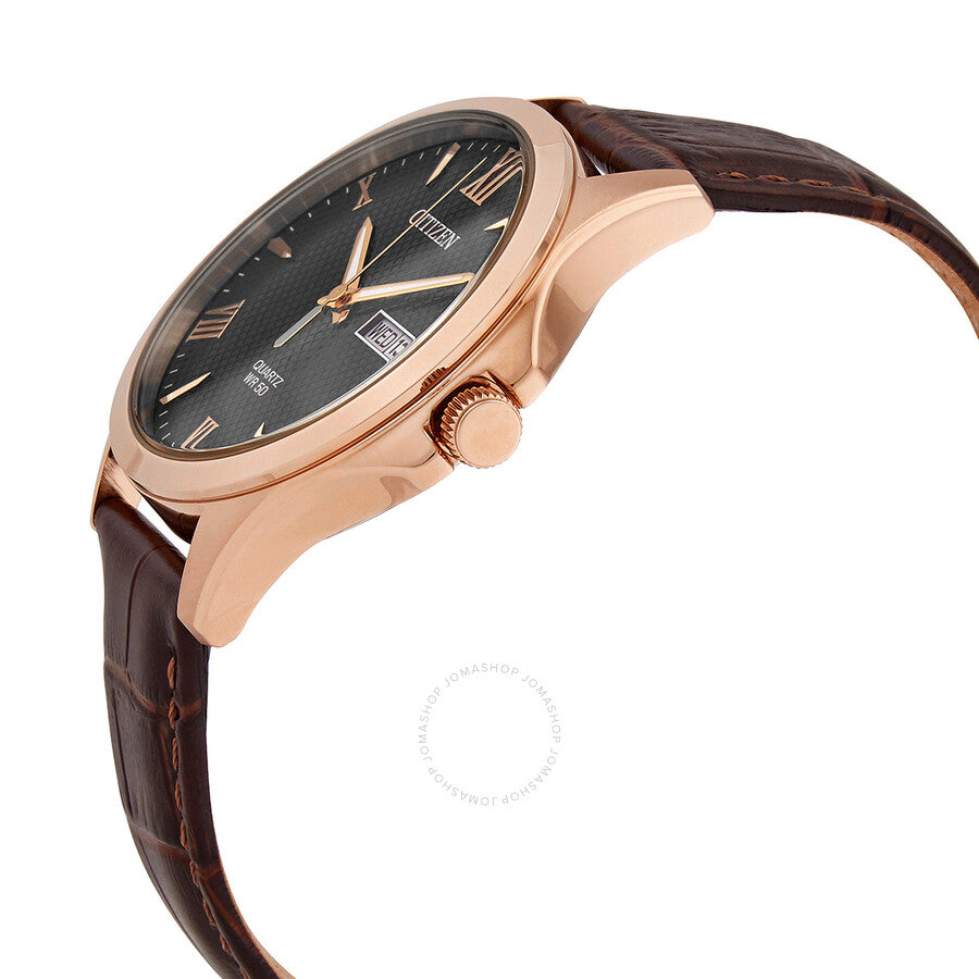Citizen Quartz Black Dial Brown Leather Men's Watch BF2023-01H - Dawson Watches #2