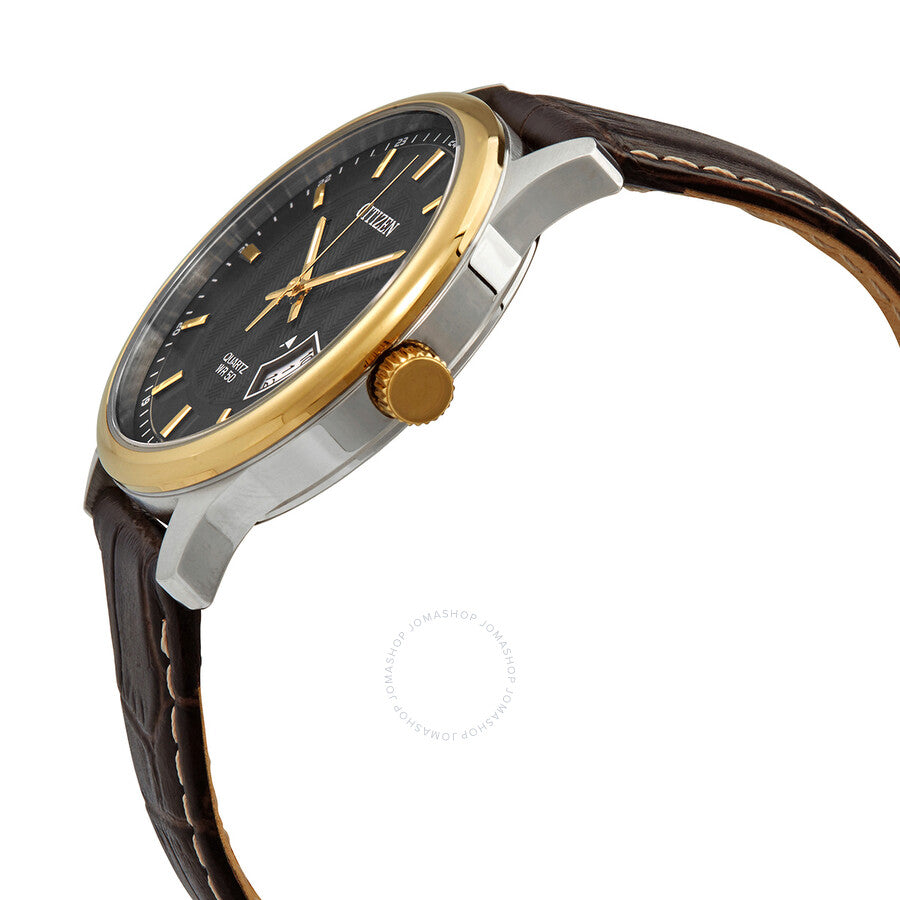 Citizen Quartz Black Dial Brown Leather Men's Watch BI1054-12E - Dawson Watches #2