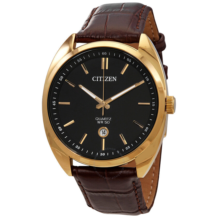 Citizen Quartz Black Dial Brown Leather Men's Watch BI5092-03E - Dawson Watches