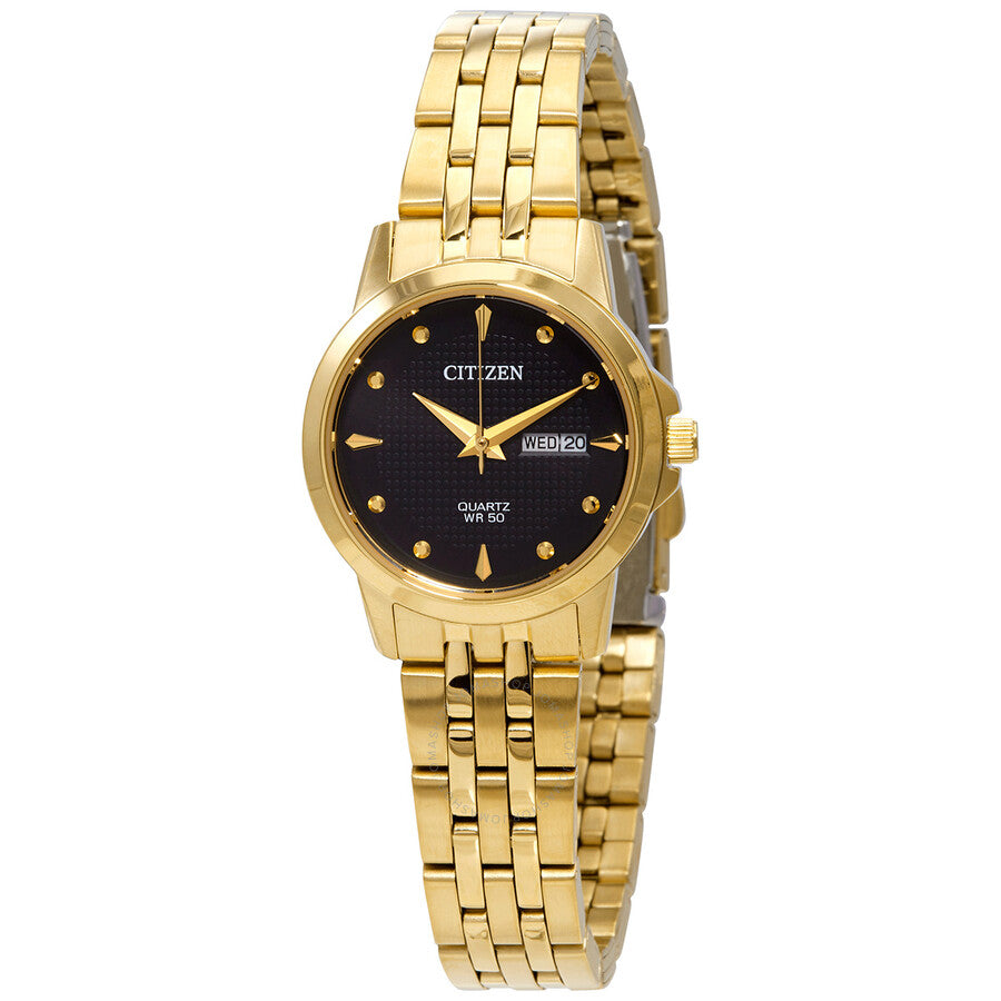 Citizen Quartz Black Dial Gold-tone Ladies Watch EQ0603-59F - Dawson Watches