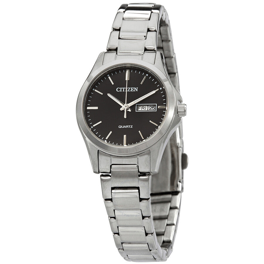 Citizen Quartz Black Dial Ladies Silver-tone Watch EQ0591-81E - Dawson Watches