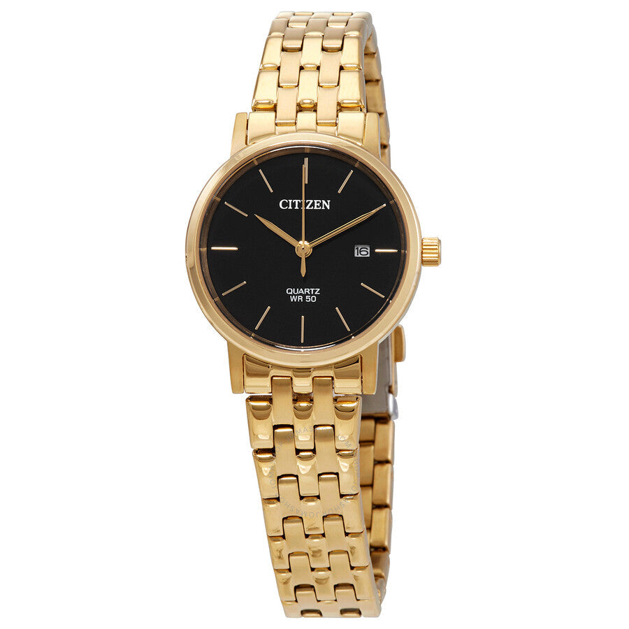 Citizen Quartz Black Dial Ladies Stainless Steel Gold-tone Watch EU6092-59E - Dawson Watches