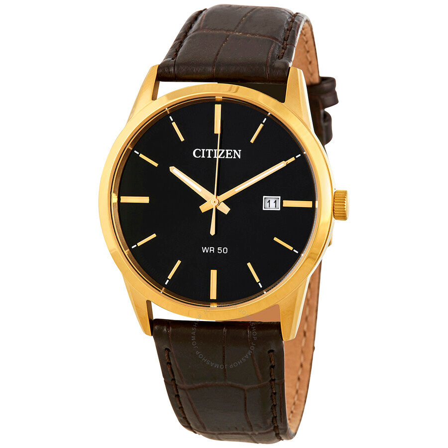 Citizen Quartz Black Dial Dark Brown Leather Men's Watch BI5002-06E - Dawson Watches