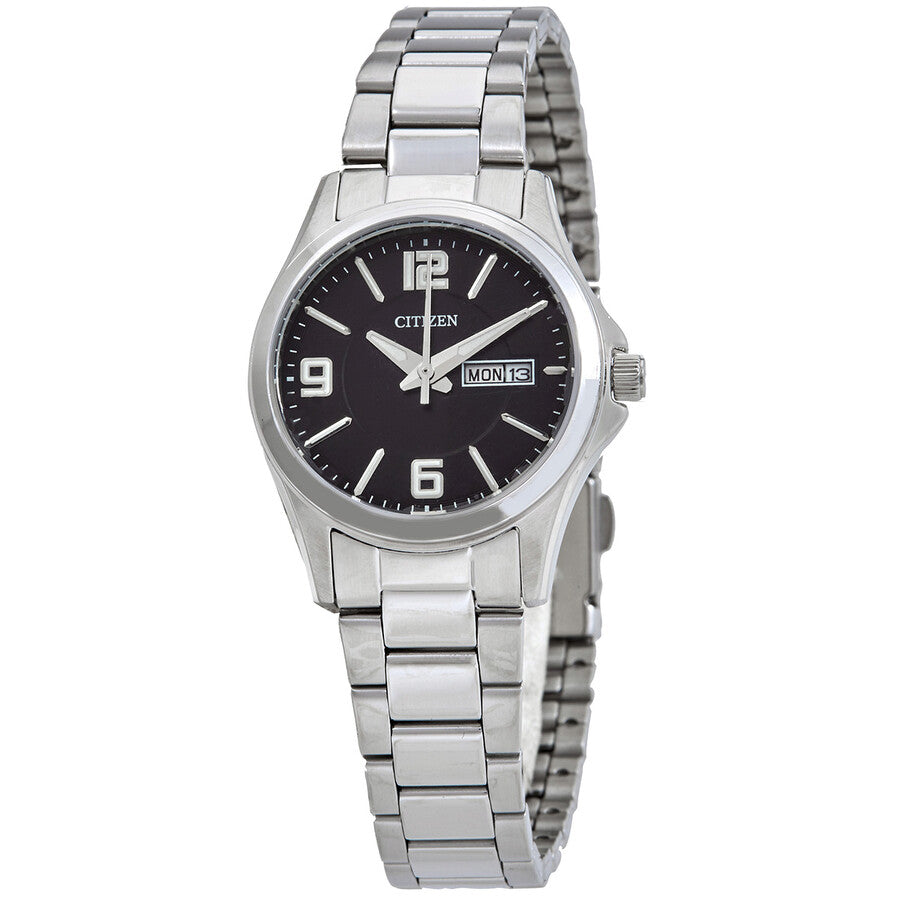 Citizen Quartz Black Dial Stainless Steel Ladies Watch EQ0591-56E - Dawson Watches