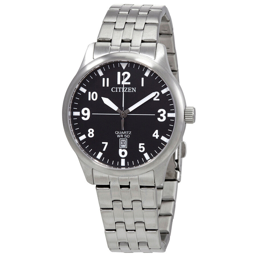 Citizen Quartz Black Dial Stainless Steel Men's Watch BI1050-81F - Dawson Watches