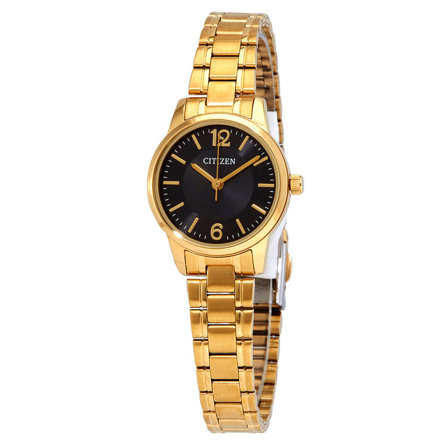 Citizen Quartz Black Dial Yellow Gold-tone Ladies Watch EJ6082-51E - Dawson Watches