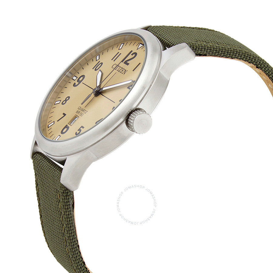 Citizen Quartz Champagne Dial Green Nylon Men's Watch BI1050-05X - Dawson Watches #2