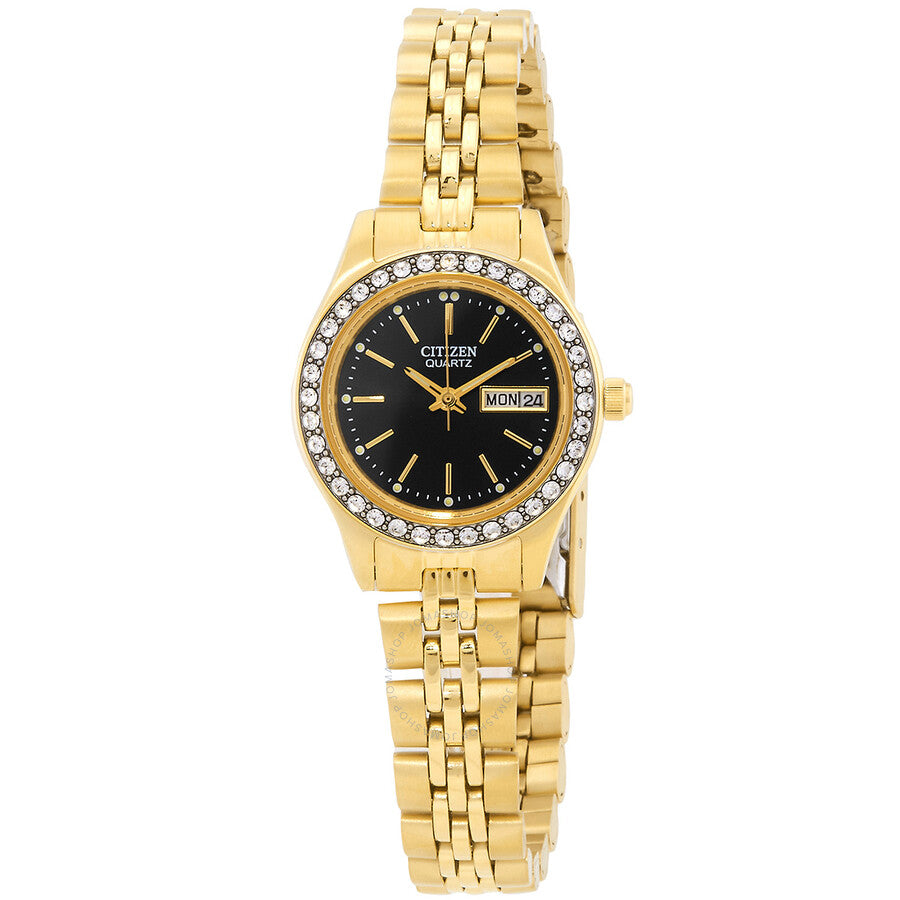 Citizen Quartz Crystal Black Dial Ladies Watch EQ0532-55E - Dawson Watches